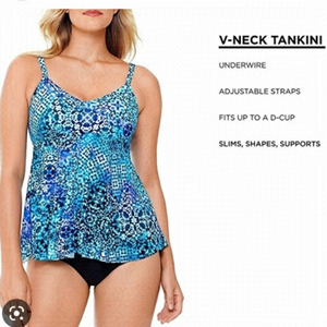Nwt Swim Solutions Santorini Underwire Tankini Swim Top